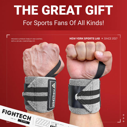 Wrist Wraps for Weightlifting | 18 Inch Professional Grade Lifting Wrist Wraps | Best for Powerlifting Competition, Strength Training, Bodybuilding (Gray, 18 Inch)
