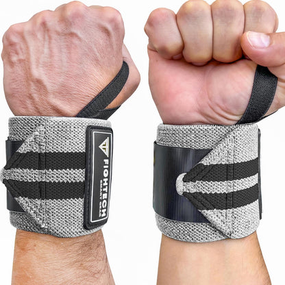 Wrist Wraps for Weightlifting | 18 Inch Professional Grade Lifting Wrist Wraps | Best for Powerlifting Competition, Strength Training, Bodybuilding (Gray, 18 Inch)